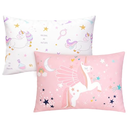 UOMNY Unicorn Toddler Pillowcase 2-Pack - Soft 13x18 Envelope Closure
