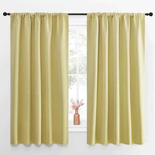 NICETOWN Blackout Curtains Set of 2 - Paler Yellow, 52x63 Inch Window Treatment, Thermal Insulated Drapes for Bedroom & Living Room
