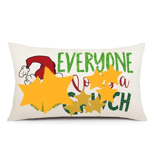 AOFANGGO Christmas Pillow Cover 12x20 Inch, Colorful Festive Throw Case