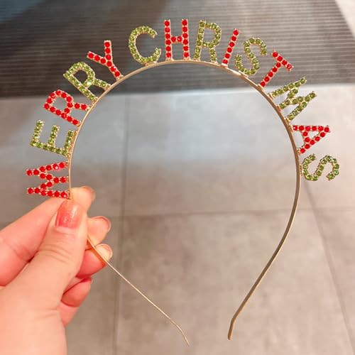 CBLUO Christmas Rhinestone Headband Sparkly Crystal Hair Hoop