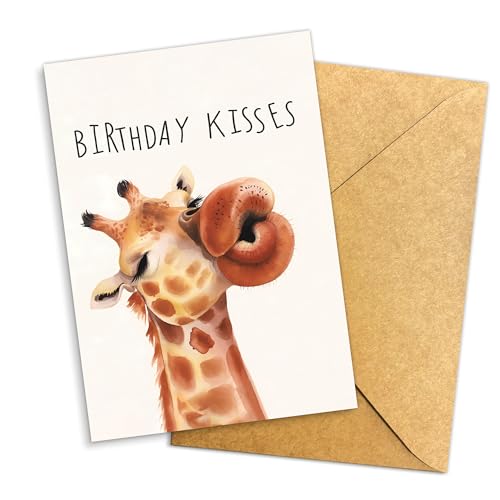 Funny Giraffe Birthday Card | Cute Animal Humor Greeting Card
