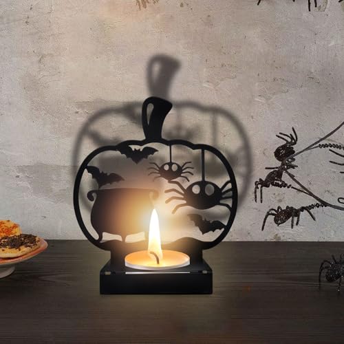 Halloween Shadow Candle Holder - Spooky Spider & Bat Design