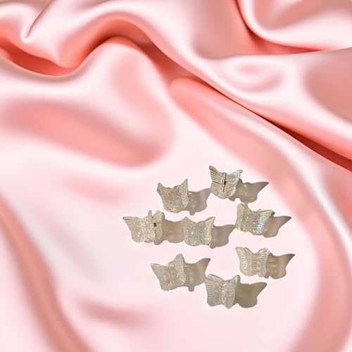 Dwuww Mini Butterfly Hair Claw Clips - White Transparent 10-Pack