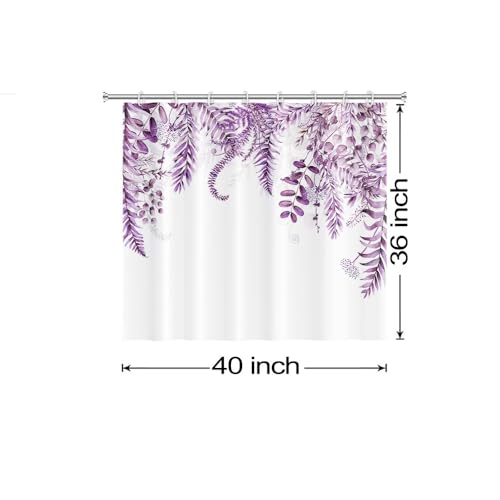 Purple Botanical Waterproof Shower Window Curtain 40x36 Inch