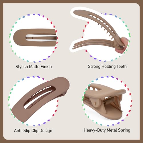Acinnox 8-Piece Flat Hair Claw Clips Set Matte Hair Accessories