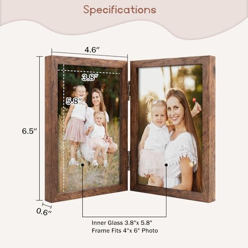 Double 4x6 Picture Frame - Brown MDF Tabletop Display