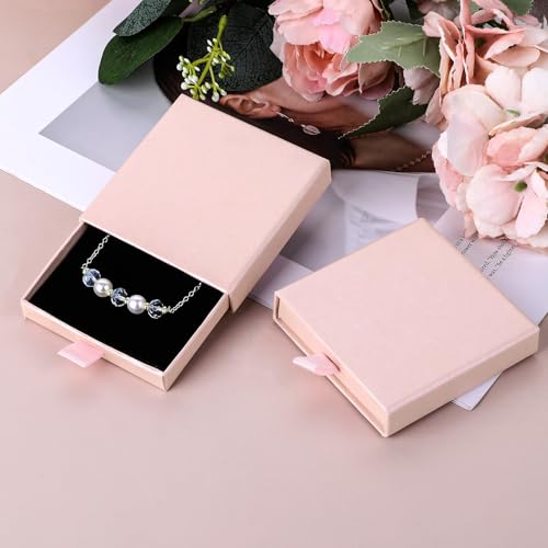 Piriuuo Pink Jewelry Gift Box Set - 2 Small Square Necklace & Earring Storage Cases