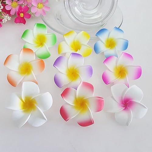 10 Pcs Plumeria Flower Hair Clips Foam Hawaiian Beach Hair Barrette