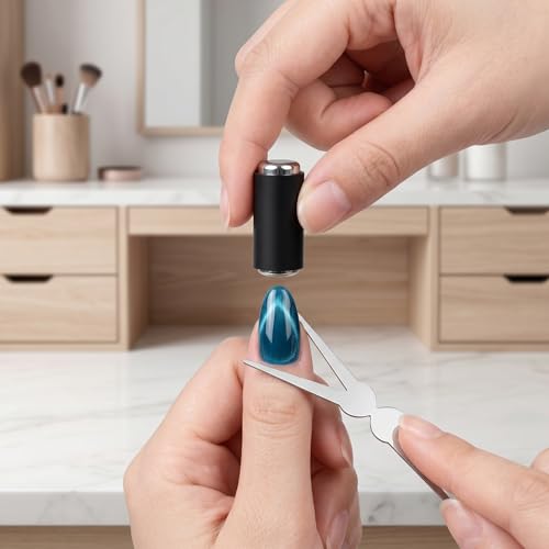 Junwapy 3 Pcs Cat Eye Nail Magnet Set with Scissor and Cylinder Tools