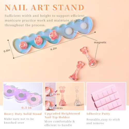 MAYEEN Magnetic Nail Art Display Stand & Practice Holder Set