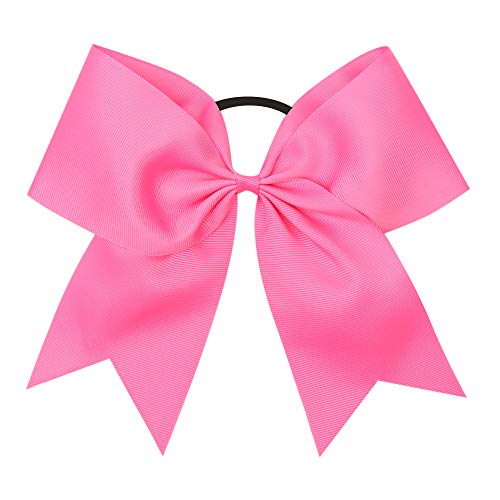 OAOLEER 8-Inch Large Pink Cheer Hair Bow with Elastic Ponytail Holder