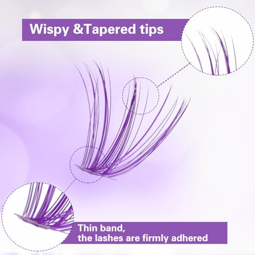 Amabro Colored Eyelash Extensions 120 PCS D Curl Mixed Lash Clusters