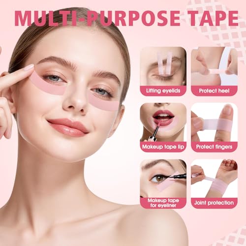 NEOACT Pink Lash Tape for Eyelash Extensions - 20 Rolls Breathable PE Micropore Tape