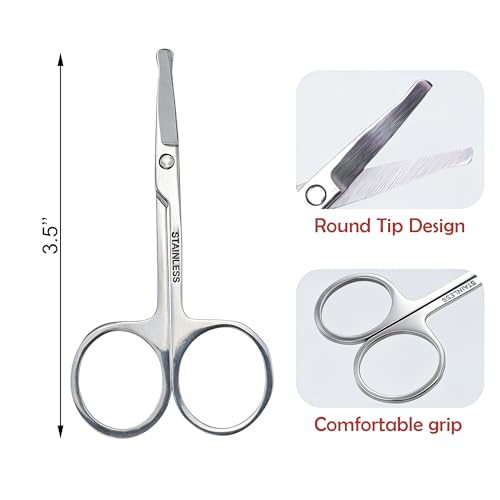 BlingKingdom Rounded Tip Nose Hair Scissors for Safe Facial Grooming