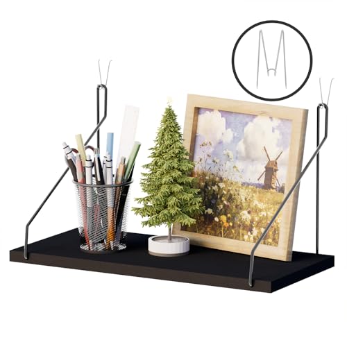 Cubicle Shelf with Hooks - 11.8" Floating Wall Shelf for Office Storage