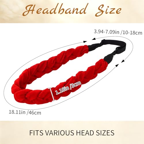 Esitrormi Red Braided Velvet Headband - Elastic Hair Accessory
