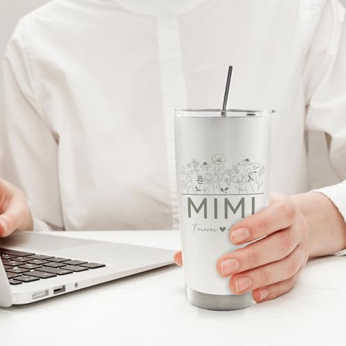 20oz Travel Coffee Mug Tumbler with Lid & Straw - Stainless Steel Gift for Grandma, Christmas, Birthday