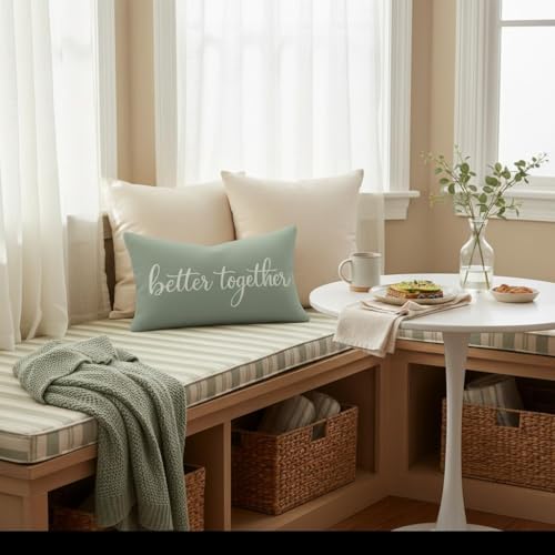 HERHOME Better Together Sage Green Decorative Throw Pillow Cover 12x20 Inch