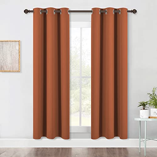 NICETOWN Blackout Curtains - 42"W x 72"L Burnt Orange Thermal Drapes (2 Pack)
