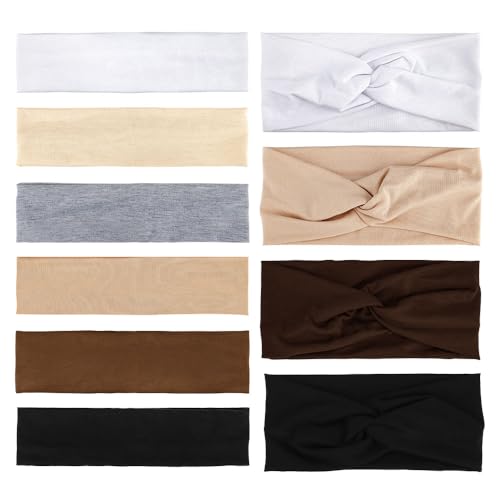AHONEY 10 Pack Non-Slip Cotton Headbands for Women Workout Yoga