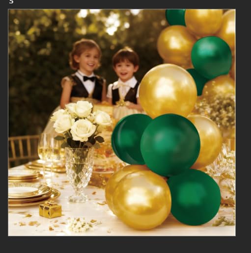 Green and Gold Balloons Set - 67 Count 10 Inch Latex for Events