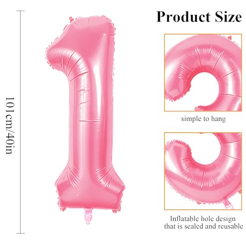 40 Inch Pink Foil Number 21 Balloon for 21st Birthday Party