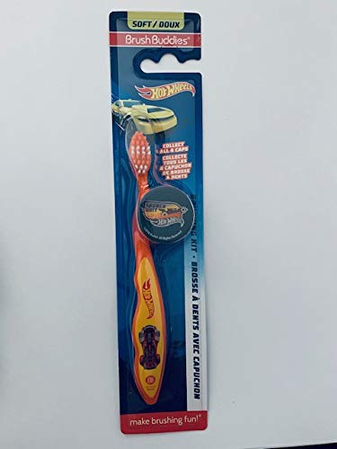 Brush Buddies Hot Wheels Kids Soft Toothbrush with Bristle Cover