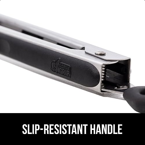 GORILLA GRIP Stainless Steel Kitchen Tongs, 12" + 14" Set, Black