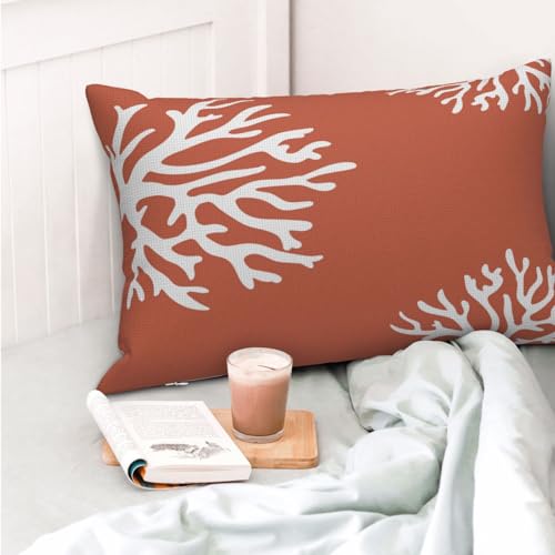 Coral Lumbar Throw Pillow Covers 12x20 - Set of 2 Ocean Pink