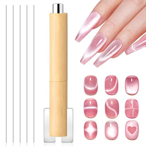 4-in-1 Cat Eye Nail Magnet Tool with Wooden Handle YGJ-012