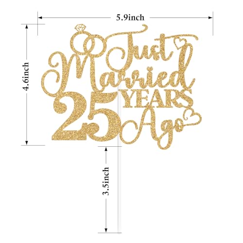 Just Married 25 Years Cake Topper - 25th Anniversary Decoration