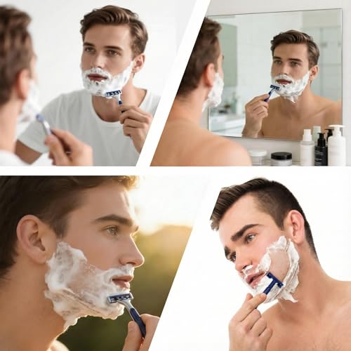 BOROLA Men Shaving Razor Set with Dual-Layer Blades, 6 Refills and Case