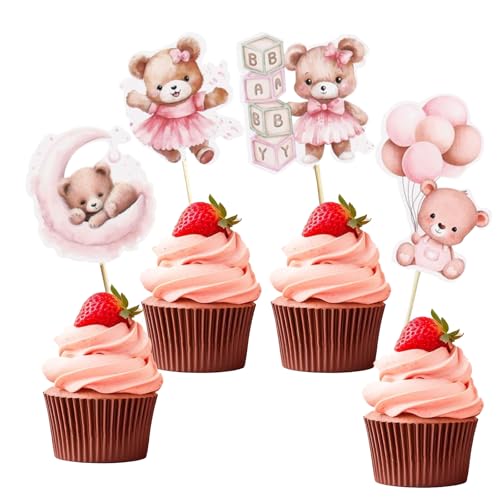 48-Piece Baby Bear Cupcake Toppers for Jungle Theme Parties