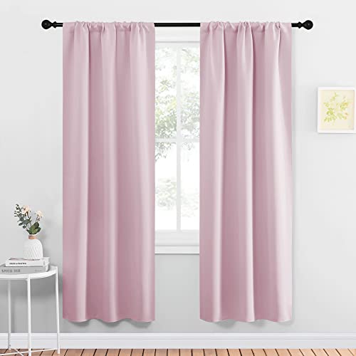 NICETOWN Blackout Curtains Pack of 2, Thermal Insulated, Baby Pink, 34" W x 72" L