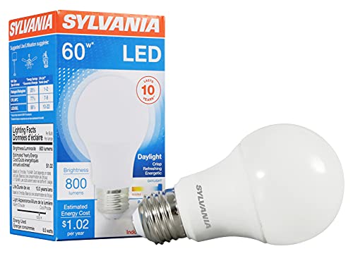 Sylvania A19 LED Light Bulb, 60W Equivalent, 800 Lumens, Daylight, 8.5W
