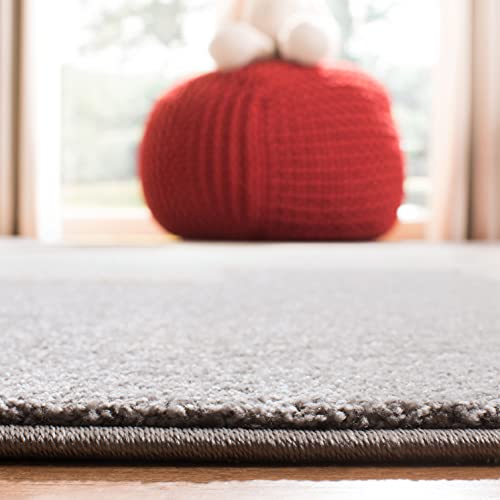 SAFAVIEH Carousel Kids Collection Area Rug - 3' Round, Grey & Ivory, Elephant Design, Non-Shedding & Easy Care, Ideal for High Traffic Areas for Boys & Girls in Playroom, Nursery, Bedroom (CRK165B)