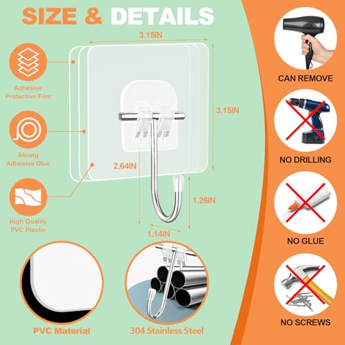 10 Pack Heavy-Duty Clear Wreath Hangers for Front Door