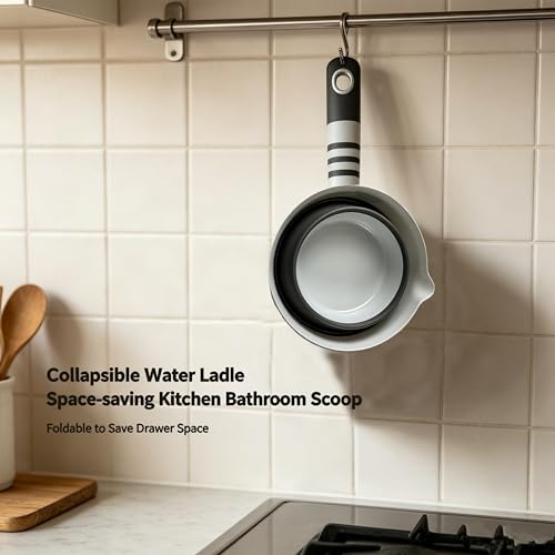 AlvoroElvara Folding Plastic Water Dipper - Multi-Purpose Kitchen Ladle