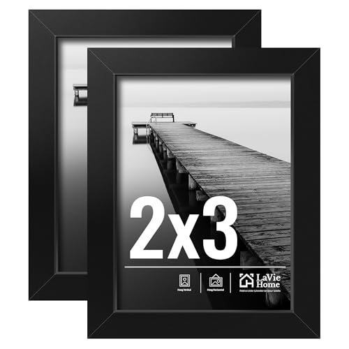 LaVie Home 2x3 Picture Frame Set, Black Photo Frames with HD Plexiglas