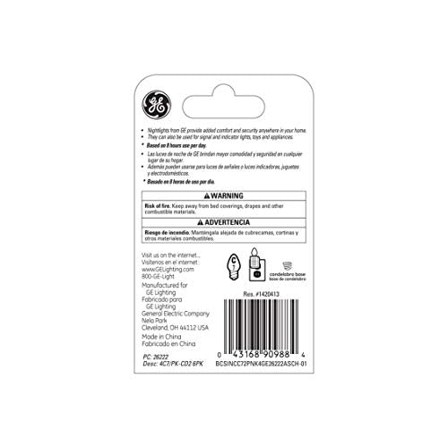 GE 4-Watt Pink C7 Night Light Bulb, 14-Lumen, 2-Pack