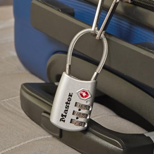 Master Lock TSA Approved Luggage Lock, 3-Digit Combination, Silver, 2 Pack
