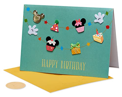 Papyrus Disney Birthday Card - Sending Special Wishes Mickey Cupcake Design
