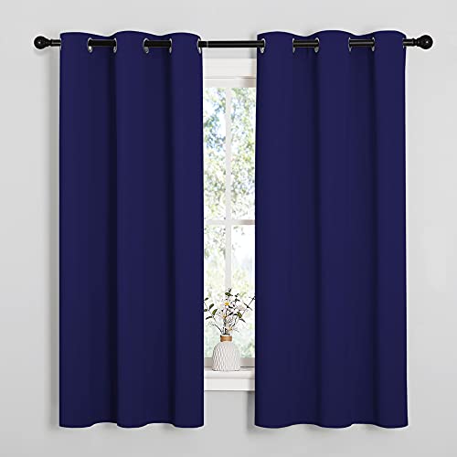 NICETOWN Navy Blue Blackout Curtains, 29"W x 40"L Small Window Drapes (2 Pk)