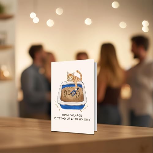 Funny Cat Dad Greeting Card with Envelope and Sticker 4x6