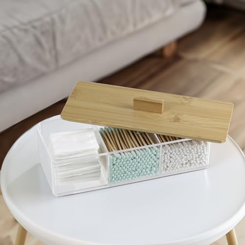 ZEXALOR Clear Acrylic Bathroom Organizer with 3 Compartments and Lid