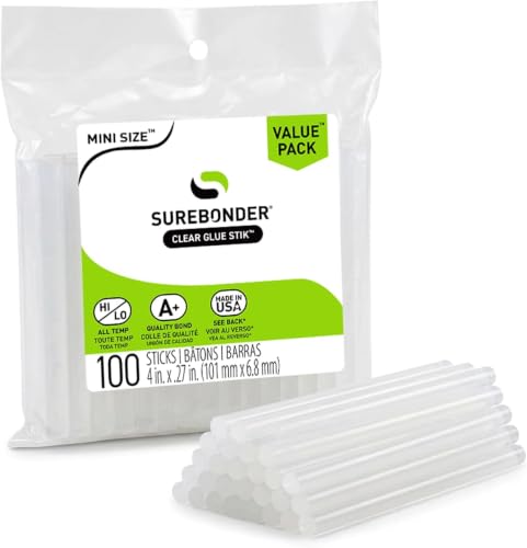 Surebonder Mini Hot Glue Sticks, 4-Inch, 600 Count (Pack of 6)