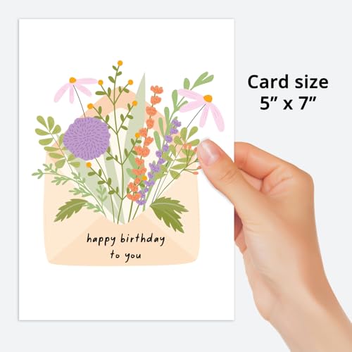 Birthday Bloom Floral Greeting Card - Elegant 5x7 Card with Envelope