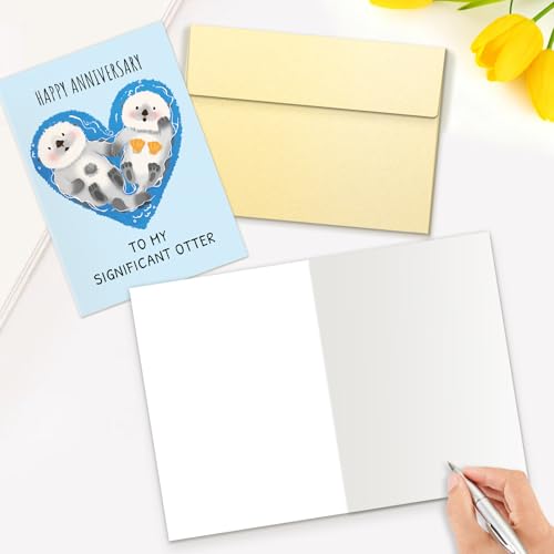 Cute Otter Anniversary Card for Husband Wife - Significant Otter Pun