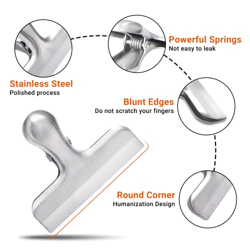 Joyberg 9 Pack Stainless Steel Chip Clips - Heavy Duty Airtight Food Seals, Silver