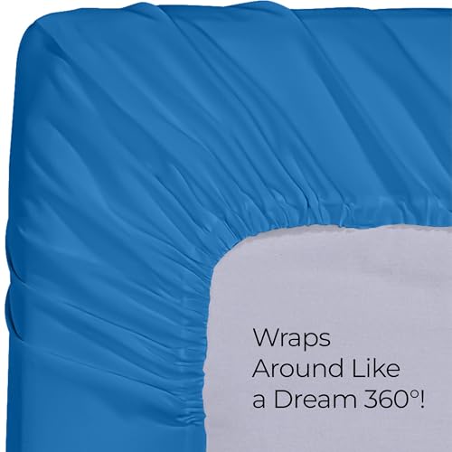 Queen Fitted Sheet - Ultra Soft Microfiber, 15 Inch Deep Pocket - Dusk Blue
